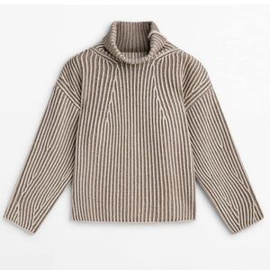 Massimo Dutti Brown Cowl Neck Sweater